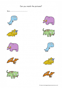 Dinosaur matching pictures worksheet - Mummy G early years resources ...
