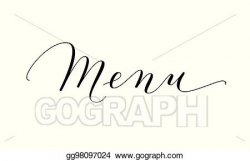 Vector Art - Menu word, hand written custom calligraphy ...