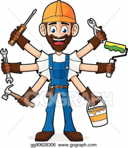 Clip Art Vector - Handyman holding tools. Stock EPS ...