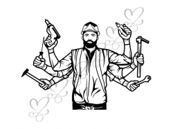 Handyman Service Repair Construction Carpenter Repairman Plumber Contractor  Maintenance .SVG .EPS .PNG Vector Clipart Circuit Cut Cutting