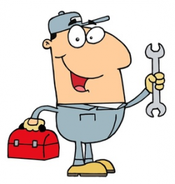 Handyman or Mechanic Holding a Toolbox and Wrench | Weather ...