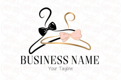 DIGITAL Custom logo design, Fashion hanger logo, lady and man hangers logo,  fashion for man and women logo, black gold hanger with bow logo