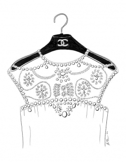 Chanel on a Hanger Fashion Line Drawing Print by KaraEndres ...
