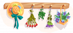 Clothes Hanger with Dry Flowers - Vector Image