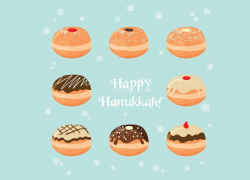 Hanukkah Clip Art set. Hanukkah sweet tasty donuts. jewish holiday graphic.  Instant Digital Download