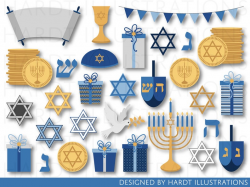 Hanukkah Clipart, Jewish Clipart, Cute Holiday Clipart, Hebrew Clip Art,  Star of David, Judaism Symbols, Israel Clipart, Menorah Clip Art