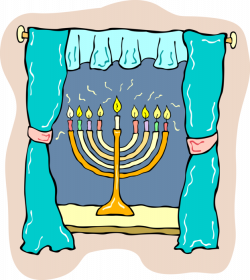 Jewish Hanukkah Menorah on Window Sill - Vector Image
