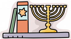 Jewish Hanukkah Menorah with Bible - Vector Image