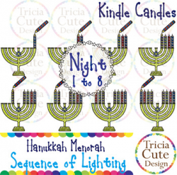 Hanukkah Menorah Candles Sequence of Lighting Clip Art