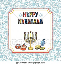 Vector Clipart - Hanukkah greeting card. doodle israel ...