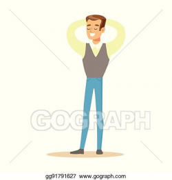 Vector Art - Man in shirt and vest overwhelmed with ...