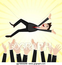 Vector Clipart - Cartoon happiness businessman throw up ...