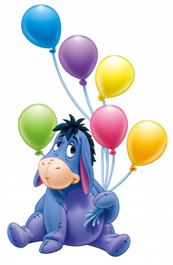 Eeyore with Balloons PNG Transparent Cartoon | Doğum günü fikirlerim ...
