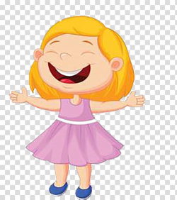 Singing Illustration, Happy laugh yellow cartoon little girl ...