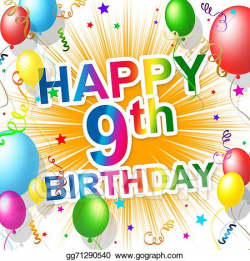 Clipart - Birthday ninth indicates nine party and happiness ...