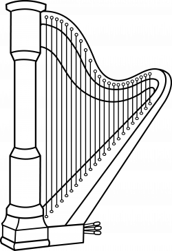 Musical Harp Line Art - Free Clip Art