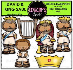 Bible Stories - David & King Saul Clip Art Bundle (Color and B&W)