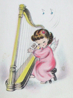 Angel playing harp | Christmastime | Christmas angels, Pink ...
