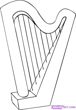 How to Draw a Harp, Step by Step, String, Musical ...