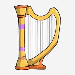 Yellow Harp Cartoon Instrument Hand Drawn Yellow Harp ...