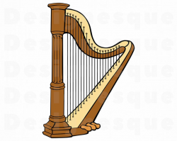Harp SVG, Musical Instruments SVG, Harp Clipart, Harp Files for Cricut,  Harp Cut Files For Silhouette, Harp Dxf, Harp Png, Eps, Harp Vector