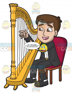 A Man Playing A Harp