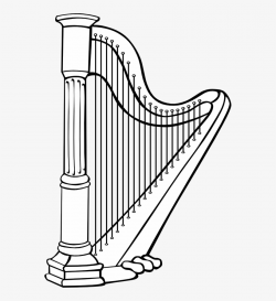 Harp Black White Line Art Coloring Book - Harp Clipart Black ...