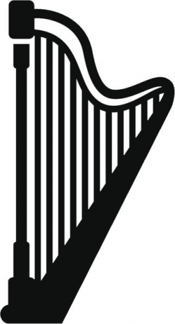 Simple Clipart Musical Instrument Silhouette Cartoon - Large Harp Vinyl  Decal Sticker