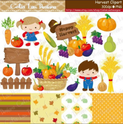 Harvest Clip art, Vegetables Digital Clip art , Farm Clip art, Cute Kids  clipart , Autumn Elements, Fall clipart , Pumpkin Clipart (CG182)