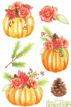 Pumpkin clipart/ thanksgiving clipart/ pumpkin vase/ harvest ...
