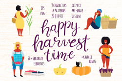 Happy Harvest Time Vector Set ~ Illustrations ~ Creative Market