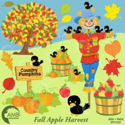 Autumn Clipart, Harvest, Scarecrow clipart, Fall clipart, AMB-147