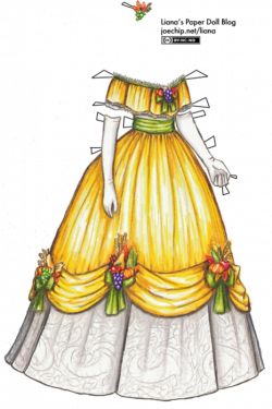 1863-ball-gown-in-yellow-with-green-ribbons-over-white-lace-skirt ...