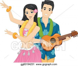 EPS Illustration - Couple hawaiian performance. Vector ...