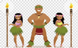 Two women and man illustration, Hawaiian Tiki Party, Hawaii ...