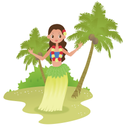 Hawaii Cartoon Hula Ukulele - Hawaii Girl Dress 1000*1000 transprent ...