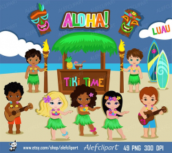 Luau Clipart, Hawaii Clipart, Hula Girl ClipArt , Aloha Clipart, Tiki  Clipart, Digital Clipart Personal and Commercial Use