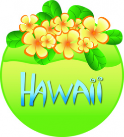 Hawaii Clipart Image - Hawaii Logo with Tropical Flowers