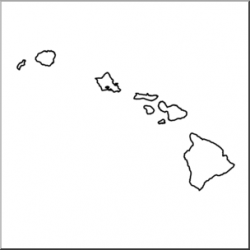 Clip Art: US State Maps: Hawaii B&W I abcteach.com | abcteach