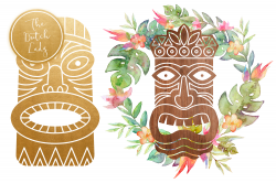 Hawaiian Tiki Mask Clipart Set - Vsual