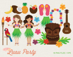 BUY 2 GET 1 FREE Luau Party Clipart - Luau Clip Art - Hawaii Clipart - Tiki  Clipart - Summer Clip art - Tropical Clip art - Hawaiian Clipart