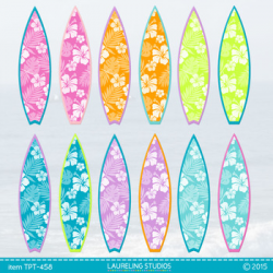 surfboard clip art with Hawaiian pattern