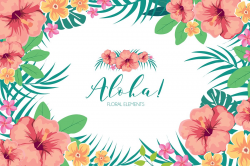 Tropical Hawaiian Flowers Clipart ~ Illustrations ~ Creative ...