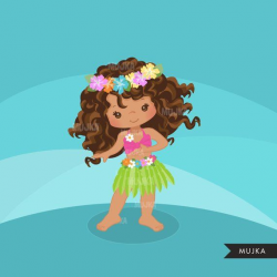 Hawaiian Hula Girls clipart, summer beach graphics, planner ...