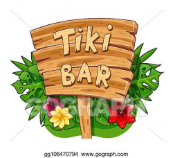 Vector Art - Tiki bar wooden banner. hawaiian traditional ...