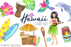 Watercolor Hawaii Clipart ~ Illustrations ~ Creative Market
