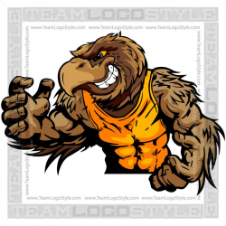 Wrestling Hawk Mascot - Vector Clipart Hawk
