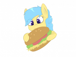 1512070 - artist:eyeburn, burger, food, hay burger, hoof hold, oc ...