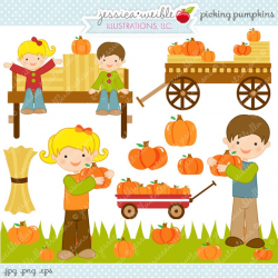 Picking Pumpkins Cute Digital Clipart - Commercial Use OK - Hayride  Graphics, Pumpkin Clipart, Autumn Graphics, Pumpkin Patch