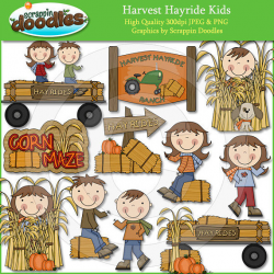 Harvest Hayride Kids Clip Art | Products | Clip art, Art ...